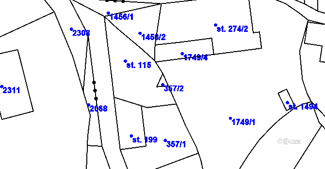 Parcela st. 357/2 v KÚ Havlovice, Katastrální mapa