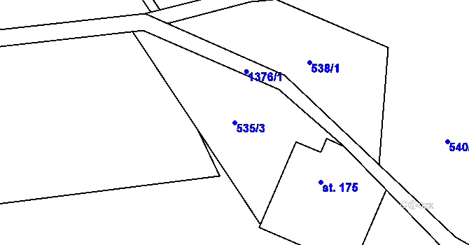 Parcela st. 535/3 v KÚ Havlovice, Katastrální mapa