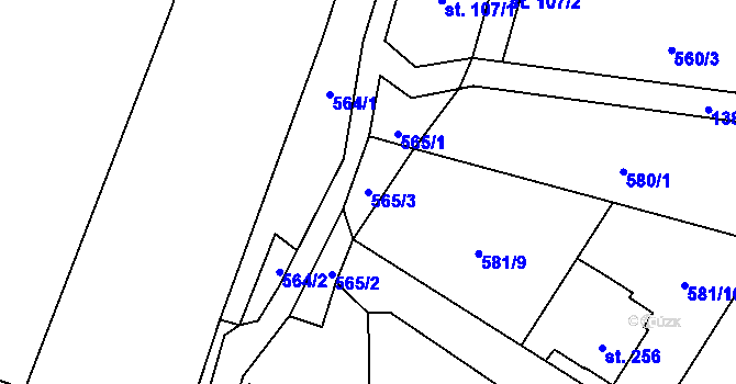 Parcela st. 565/3 v KÚ Havlovice, Katastrální mapa