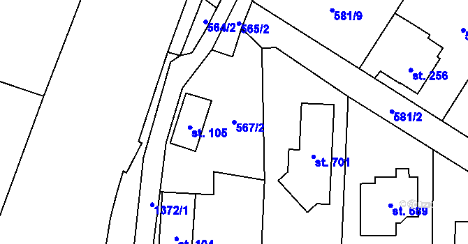 Parcela st. 567/2 v KÚ Havlovice, Katastrální mapa