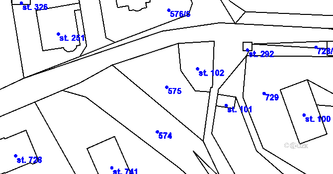 Parcela st. 575 v KÚ Havlovice, Katastrální mapa