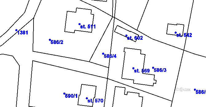 Parcela st. 586/4 v KÚ Havlovice, Katastrální mapa