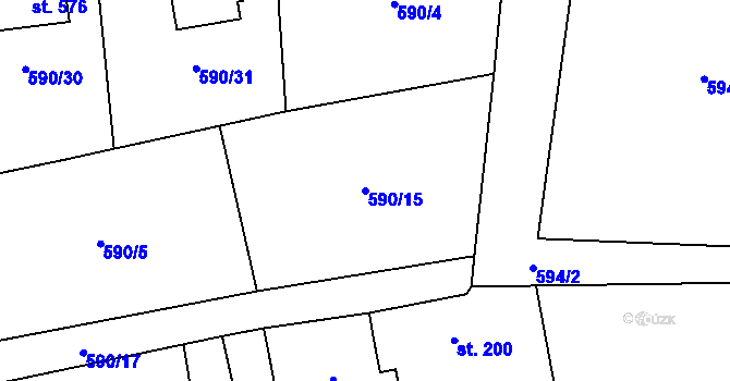 Parcela st. 590/15 v KÚ Havlovice, Katastrální mapa