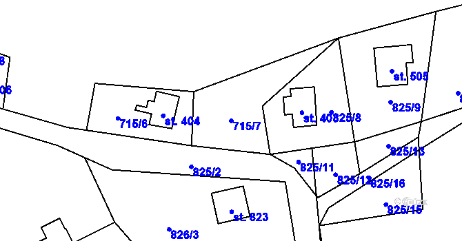 Parcela st. 715/7 v KÚ Havlovice, Katastrální mapa