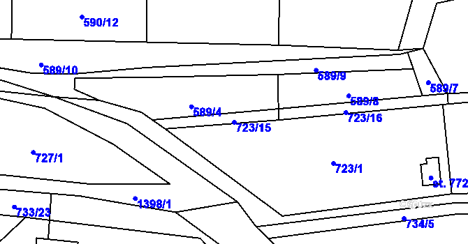Parcela st. 723/15 v KÚ Havlovice, Katastrální mapa