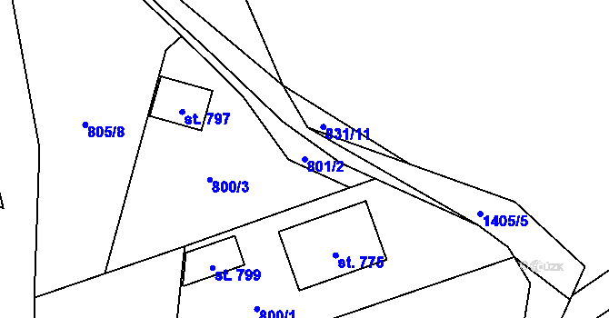 Parcela st. 801/2 v KÚ Havlovice, Katastrální mapa