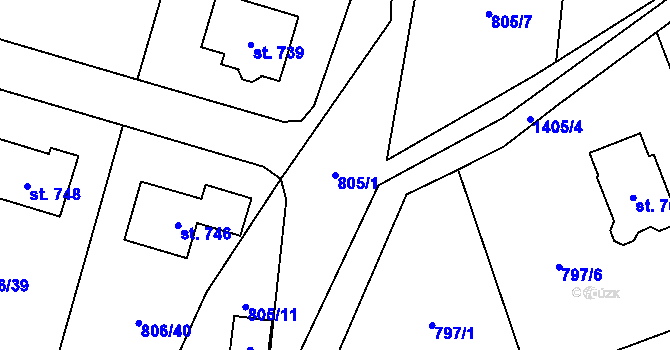 Parcela st. 805/1 v KÚ Havlovice, Katastrální mapa