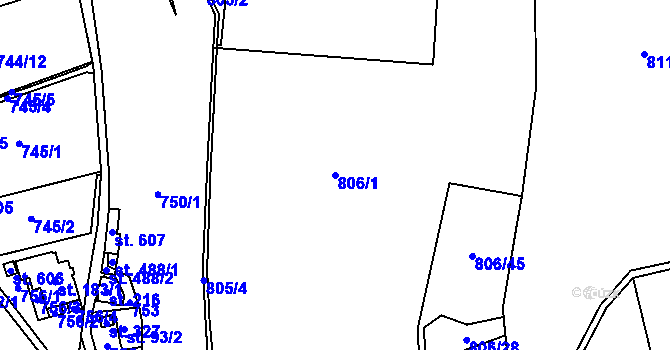 Parcela st. 806/1 v KÚ Havlovice, Katastrální mapa