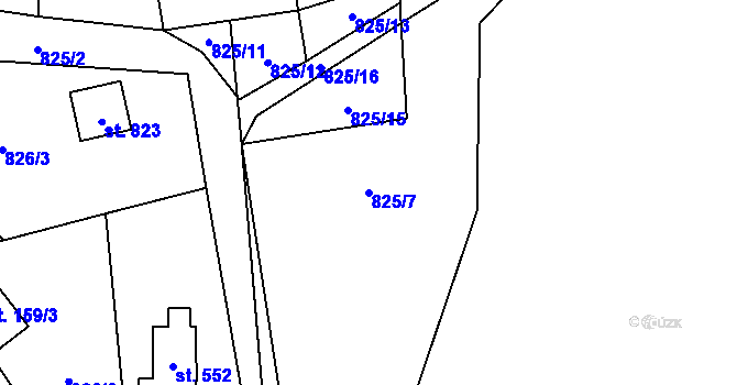 Parcela st. 825/7 v KÚ Havlovice, Katastrální mapa