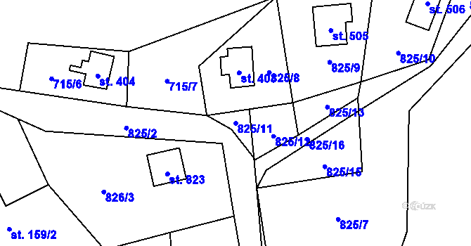 Parcela st. 825/11 v KÚ Havlovice, Katastrální mapa