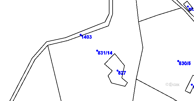 Parcela st. 831/14 v KÚ Havlovice, Katastrální mapa