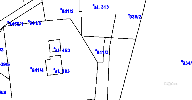 Parcela st. 941/3 v KÚ Havlovice, Katastrální mapa