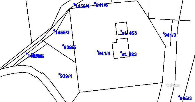 Parcela st. 941/4 v KÚ Havlovice, Katastrální mapa