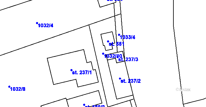 Parcela st. 1032/10 v KÚ Havlovice, Katastrální mapa