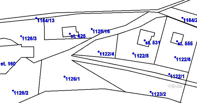 Parcela st. 1122/4 v KÚ Havlovice, Katastrální mapa