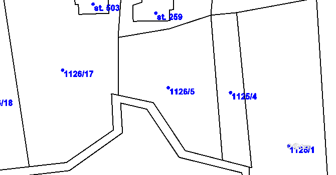 Parcela st. 1126/5 v KÚ Havlovice, Katastrální mapa