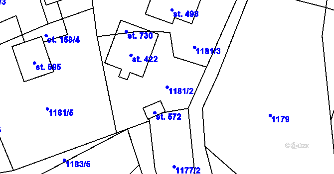 Parcela st. 1181/2 v KÚ Havlovice, Katastrální mapa
