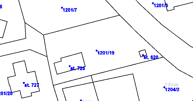 Parcela st. 1201/19 v KÚ Havlovice, Katastrální mapa