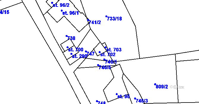 Parcela st. 702 v KÚ Havlovice, Katastrální mapa