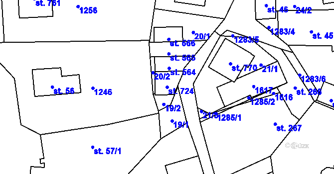 Parcela st. 724 v KÚ Havlovice, Katastrální mapa