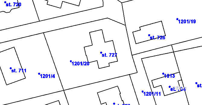 Parcela st. 727 v KÚ Havlovice, Katastrální mapa