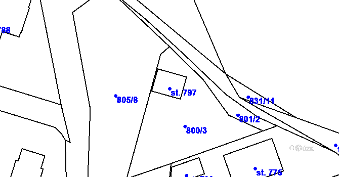 Parcela st. 797 v KÚ Havlovice, Katastrální mapa