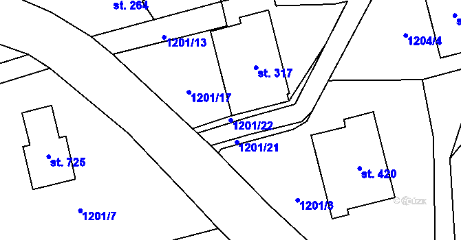 Parcela st. 1201/22 v KÚ Havlovice, Katastrální mapa