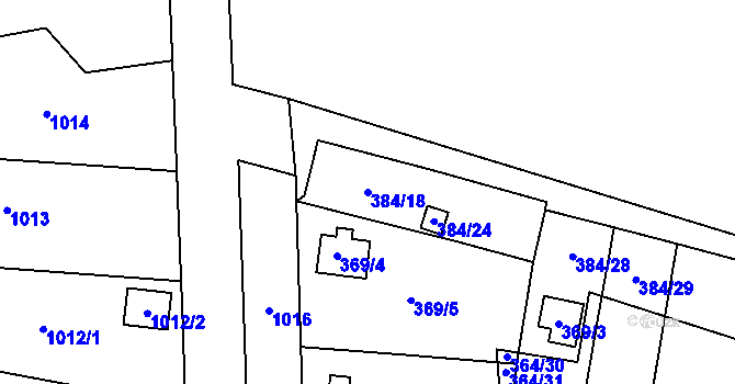 Parcela st. 384/18 v KÚ Havraň, Katastrální mapa