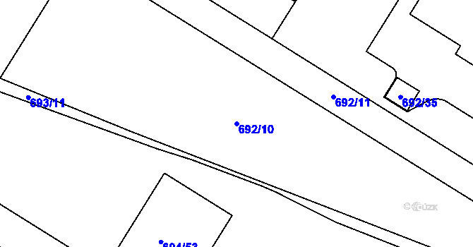 Parcela st. 692/10 v KÚ Havraň, Katastrální mapa