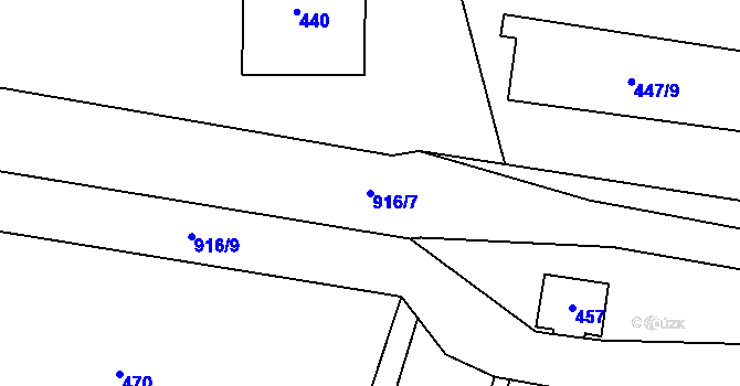 Parcela st. 916/7 v KÚ Havraň, Katastrální mapa