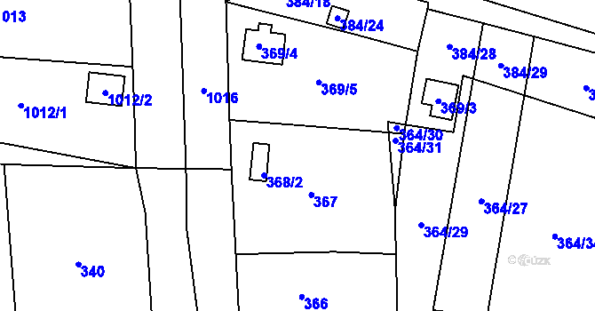 Parcela st. 368/1 v KÚ Havraň, Katastrální mapa