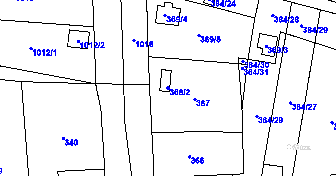 Parcela st. 368/2 v KÚ Havraň, Katastrální mapa
