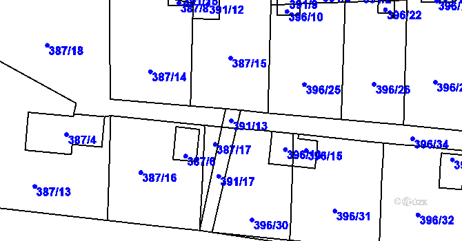 Parcela st. 391/13 v KÚ Havraň, Katastrální mapa