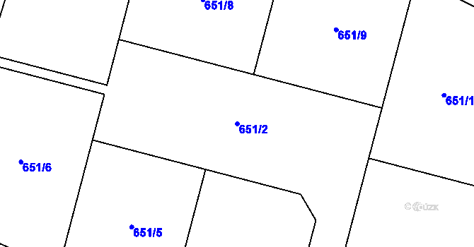 Parcela st. 651/2 v KÚ Havraň, Katastrální mapa
