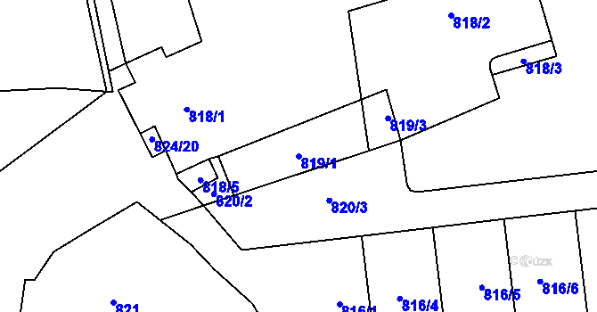 Parcela st. 819/1 v KÚ Havraň, Katastrální mapa