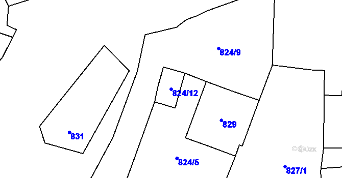 Parcela st. 824/12 v KÚ Havraň, Katastrální mapa