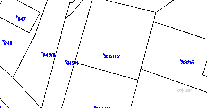 Parcela st. 832/12 v KÚ Havraň, Katastrální mapa
