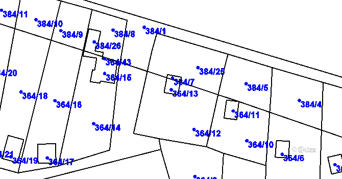 Parcela st. 364/13 v KÚ Havraň, Katastrální mapa
