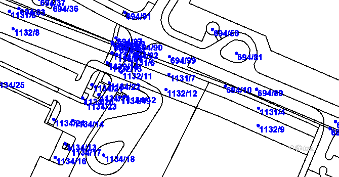 Parcela st. 1132 v KÚ Havraň, Katastrální mapa