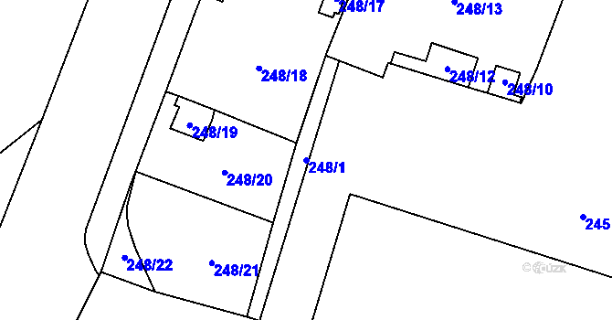 Parcela st. 248/1 v KÚ Havraň, Katastrální mapa