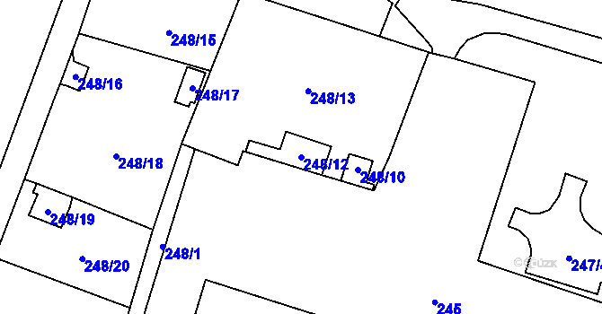 Parcela st. 248/12 v KÚ Havraň, Katastrální mapa
