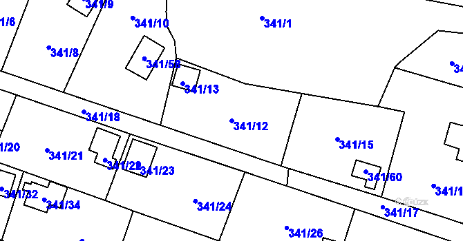 Parcela st. 341/12 v KÚ Havraň, Katastrální mapa