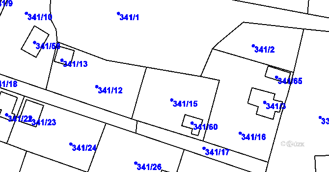 Parcela st. 341/14 v KÚ Havraň, Katastrální mapa
