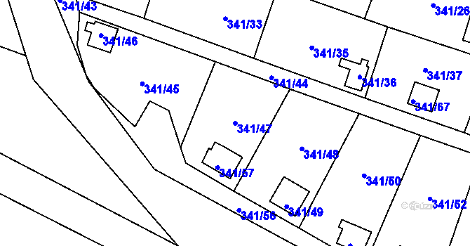 Parcela st. 341/47 v KÚ Havraň, Katastrální mapa