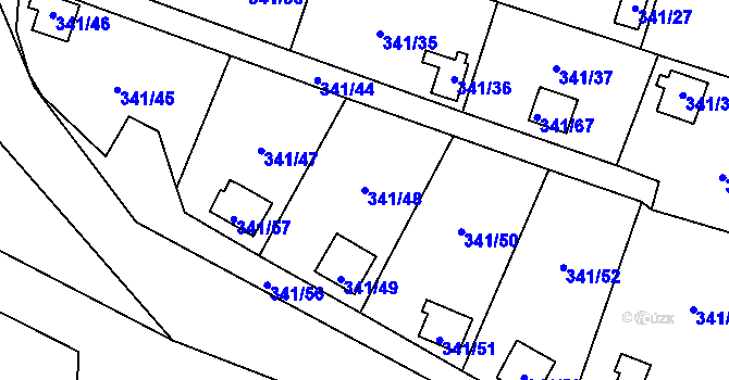 Parcela st. 341/48 v KÚ Havraň, Katastrální mapa