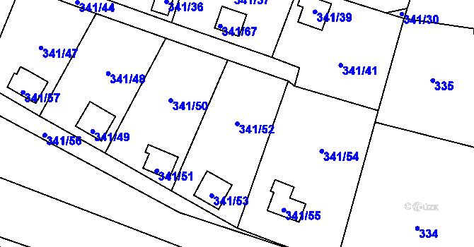 Parcela st. 341/52 v KÚ Havraň, Katastrální mapa