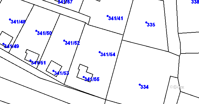 Parcela st. 341/54 v KÚ Havraň, Katastrální mapa