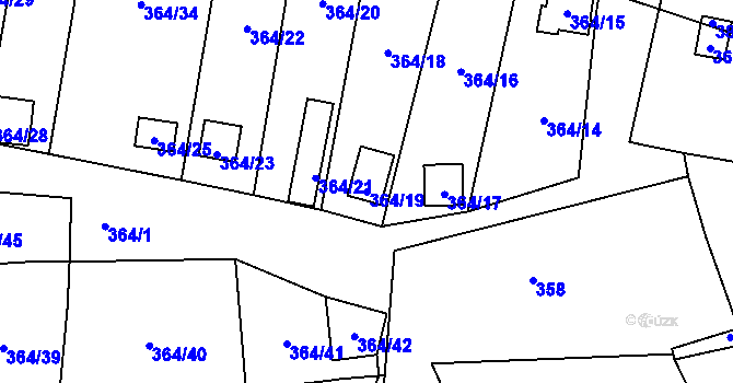Parcela st. 364/19 v KÚ Havraň, Katastrální mapa