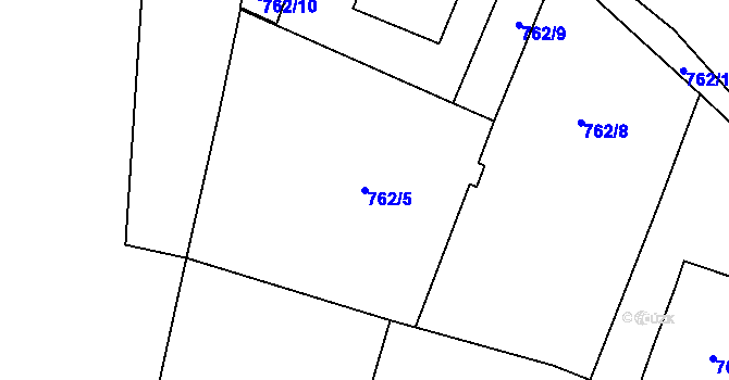 Parcela st. 762/5 v KÚ Havraň, Katastrální mapa