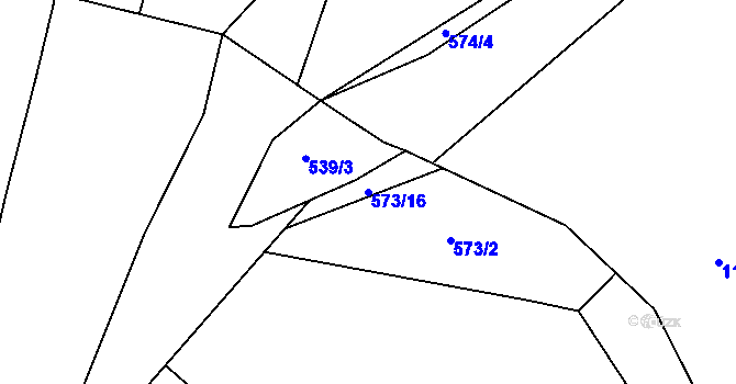 Parcela st. 573/16 v KÚ Havraň, Katastrální mapa